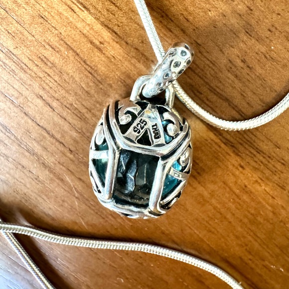 Silpada Sterling Silver and Aqua Glass Pendant Necklace - Picture 9 of 9